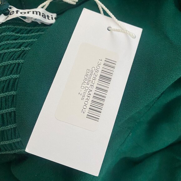 NWT Reformation Celestia Midi Dress Emerald Green Christmas Holidays - Picture 6 of 9